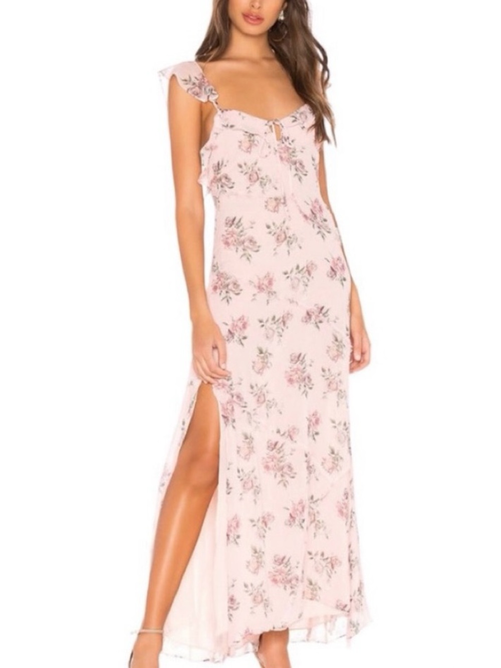Loveshackfancy Dress Silk Floral Ruffle 90s Balletcore Coquette Girl Midi XS New